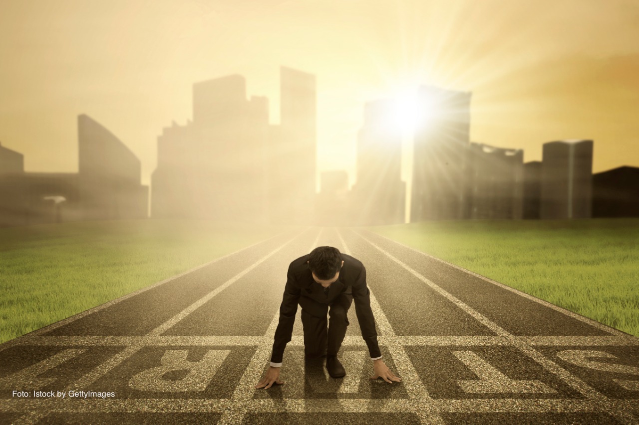 Empresário na linha de largada